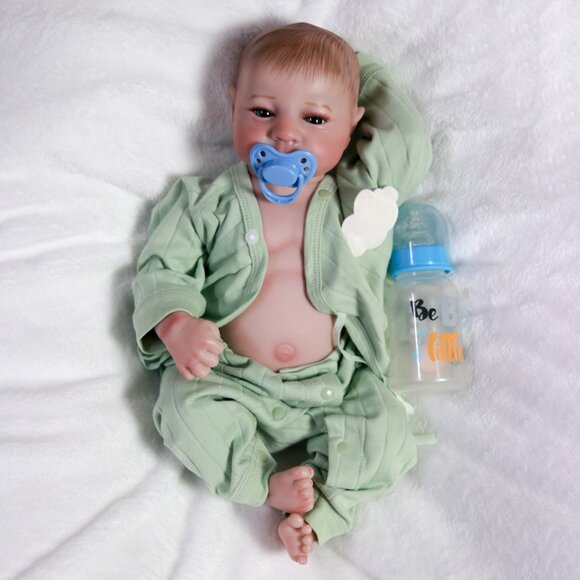 Waterproof Reborn Baby Dolls Handmade Lifelike Full Body Vinyl Silicone Boy Doll - Picture 5 of 7